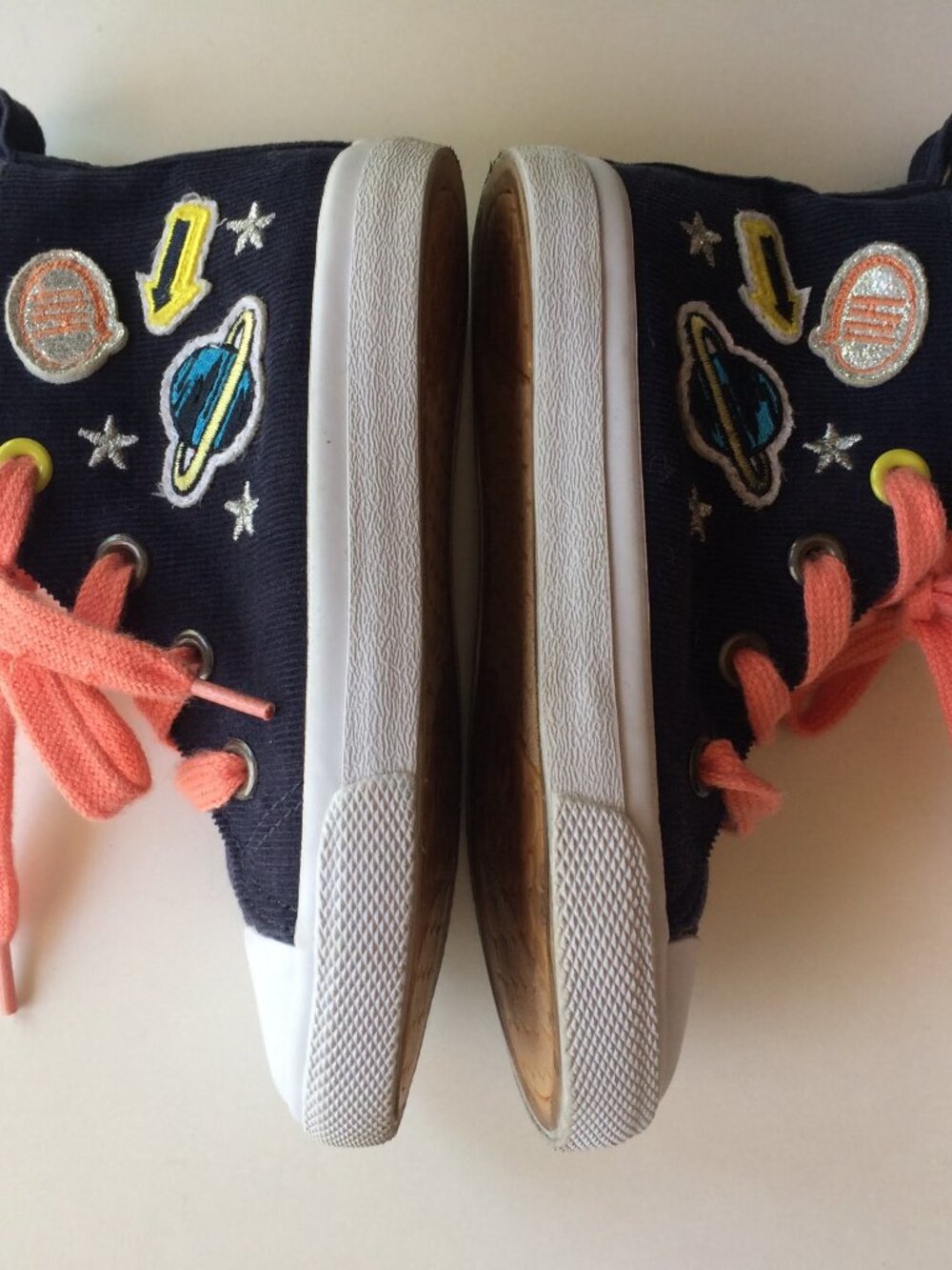 Navy Blue Sneakers Shoes Girls 8 Toddler Space Planets Saturn Stars Corduroy